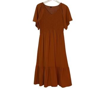 Zattacas Smocked Flutter Sleeve Prairie Dress
